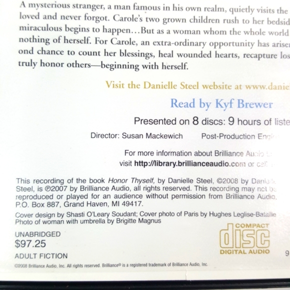 2/$20💥 Danielle Steel HONOR THYSELF Audiobook, 2007 - Picture 7 of 7